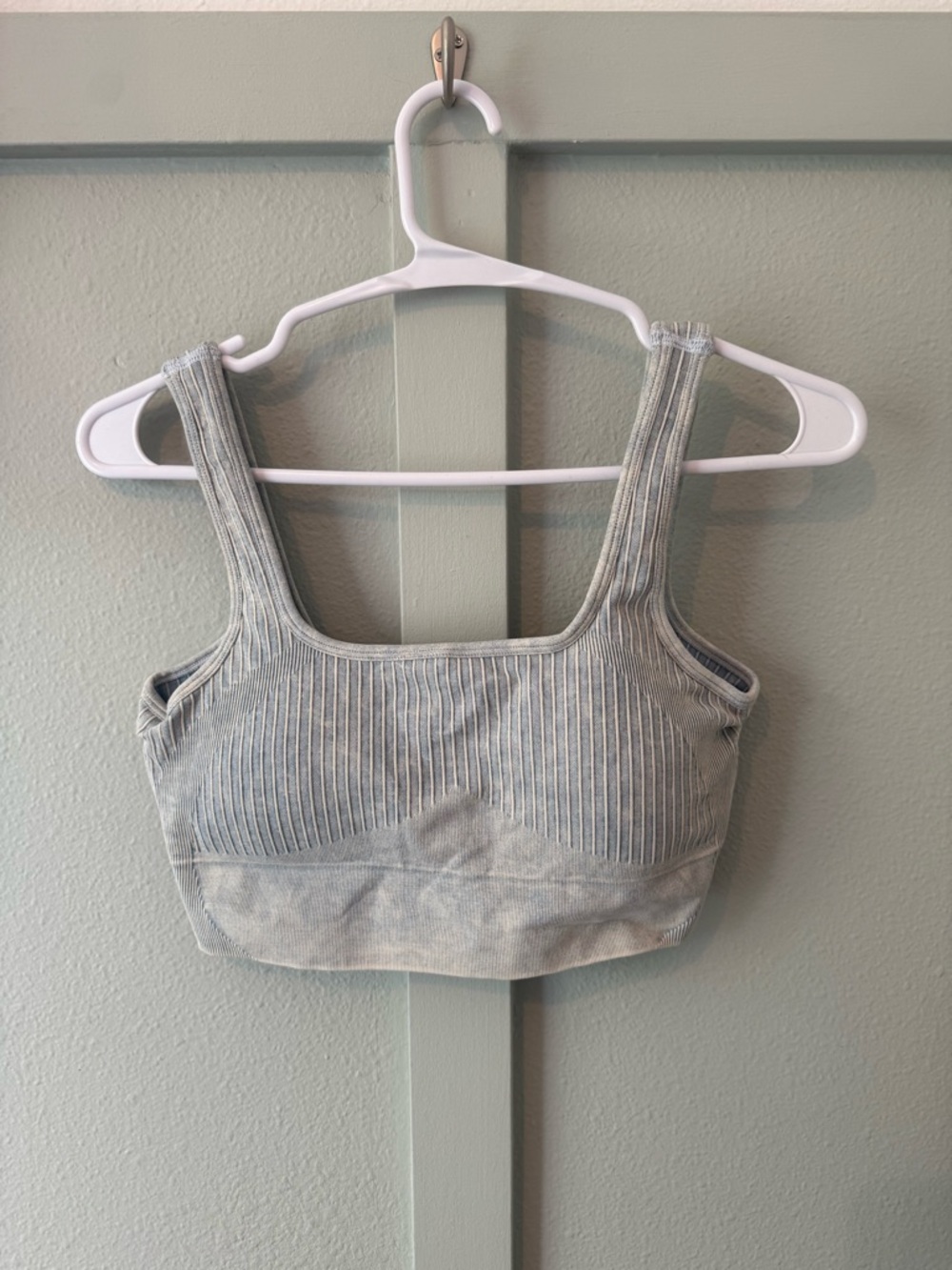 Amazon Women's Light Gray Ribbed Sports Bralette